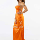 abito lungo coppe e lacci argento CAR58166BIS ARANCIO MARICLA ELEGANCE 