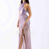 abito lungo paiette incrocio con satin DEG55484 GLICINE MARICLA ELEGANCE 