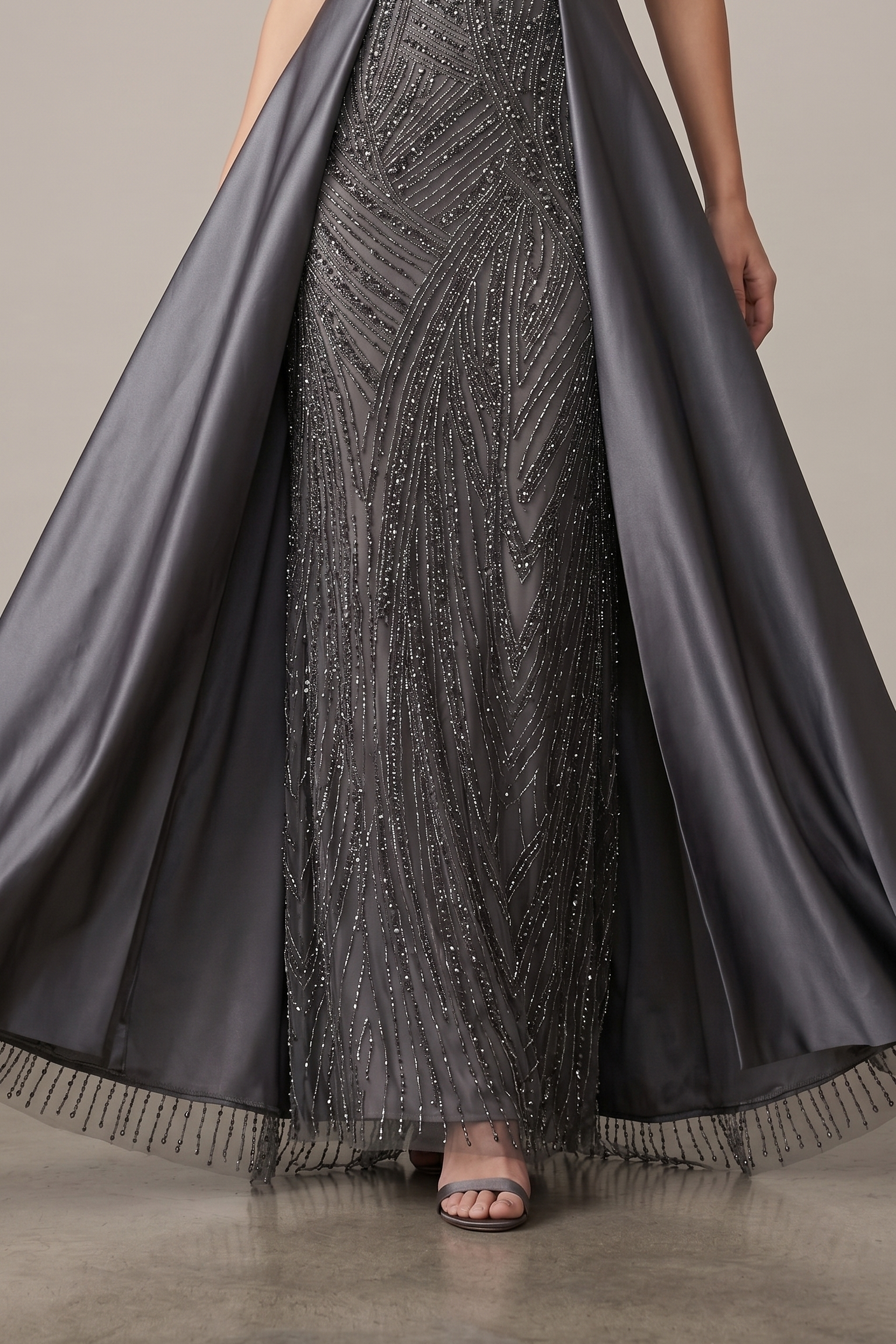 Abito a sirena con strass ALC17 GRIGIO MARICLA ELEGANCE 