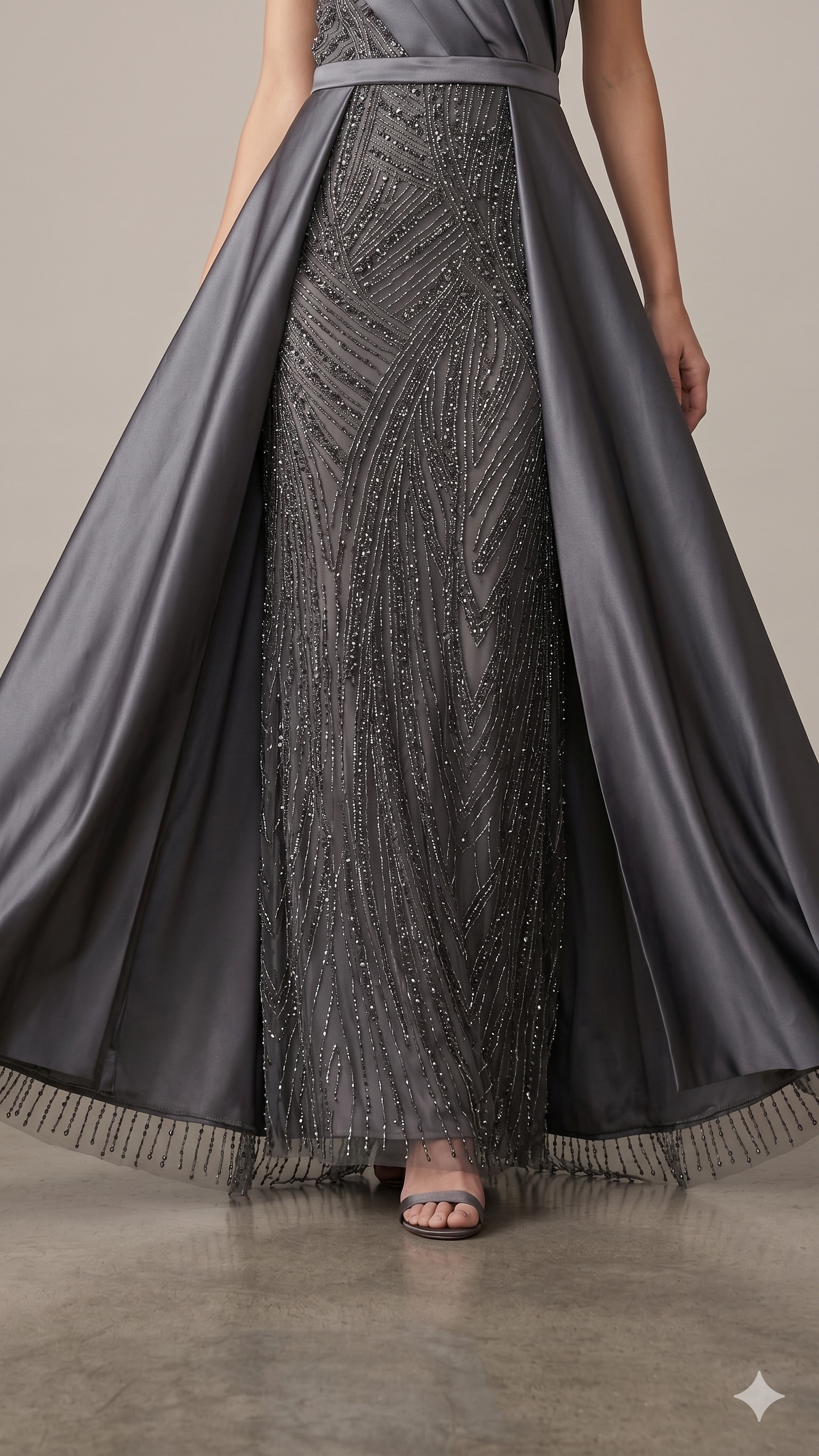 Abito a sirena con strass ALC17 GRIGIO MARICLA ELEGANCE 