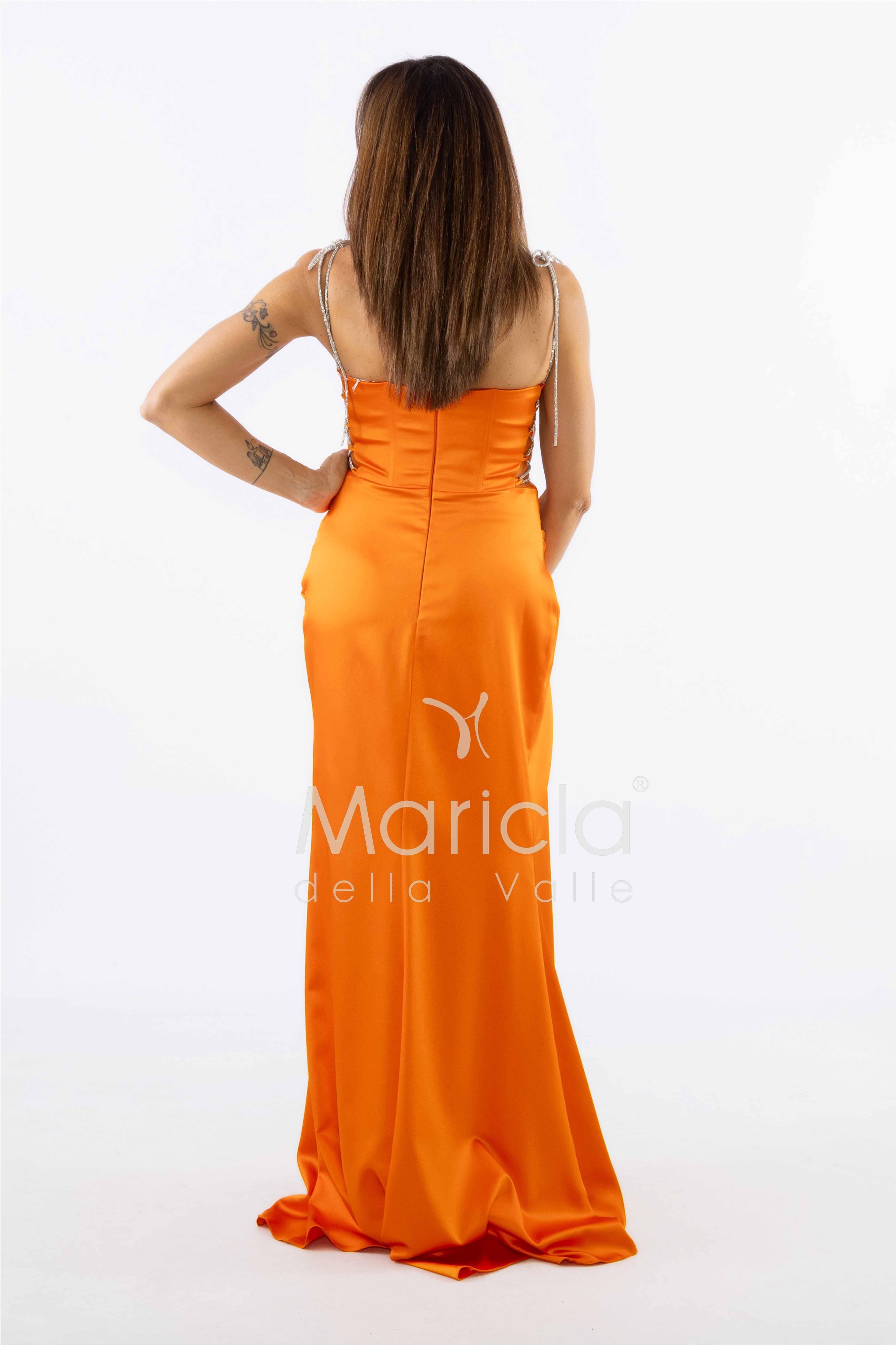 abito lungo coppe e lacci argento CAR58166BIS ARANCIO MARICLA ELEGANCE 