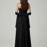 abito lungo con doppia fascia strass LH200AL NERO LUDOVICA HASSLER 