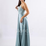 abito lungo con spacco paiette e stringhe FI6835 MENTA MARICLA ELEGANCE 