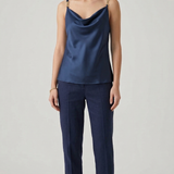 Top Fluido in Satin con bretelle a catena DB10939 BLU MARICLA 
