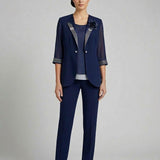 Completo Tre Pezzi con Dettagli Gioiello NC4400 BLU MARICLA ELEGANCE 