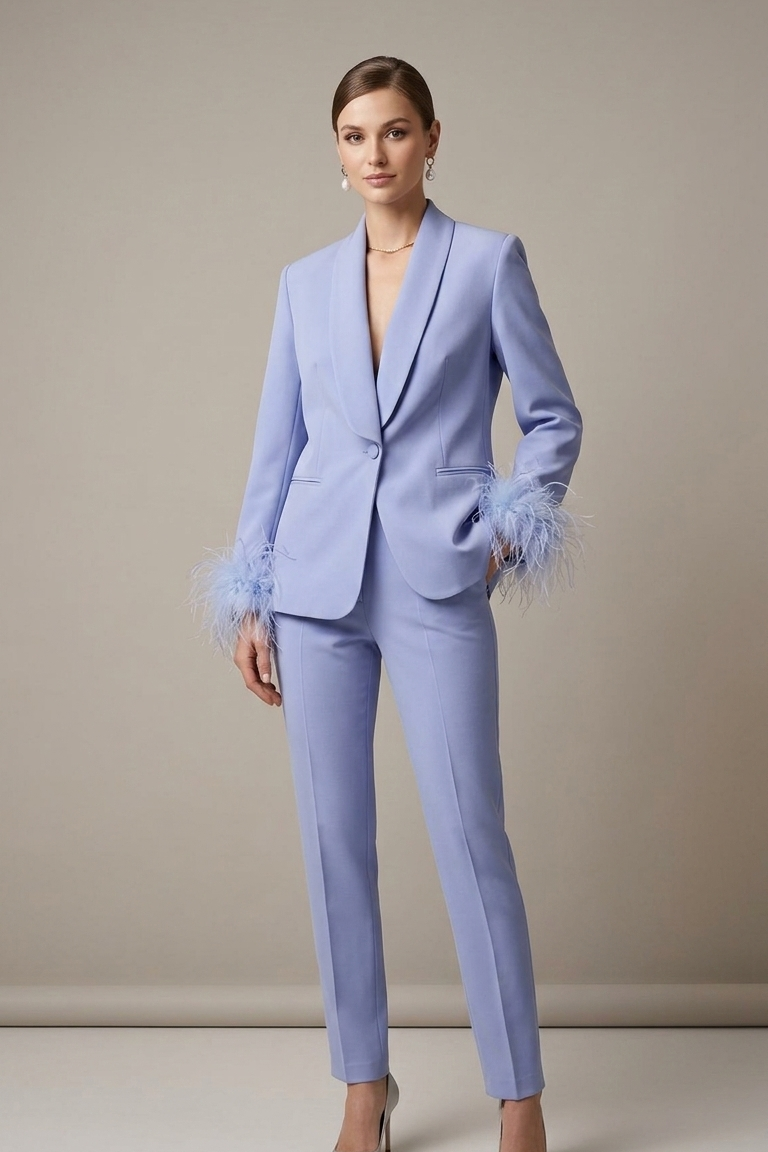 tailleur smoking con piume AD09326 GLICINE MARICLA 