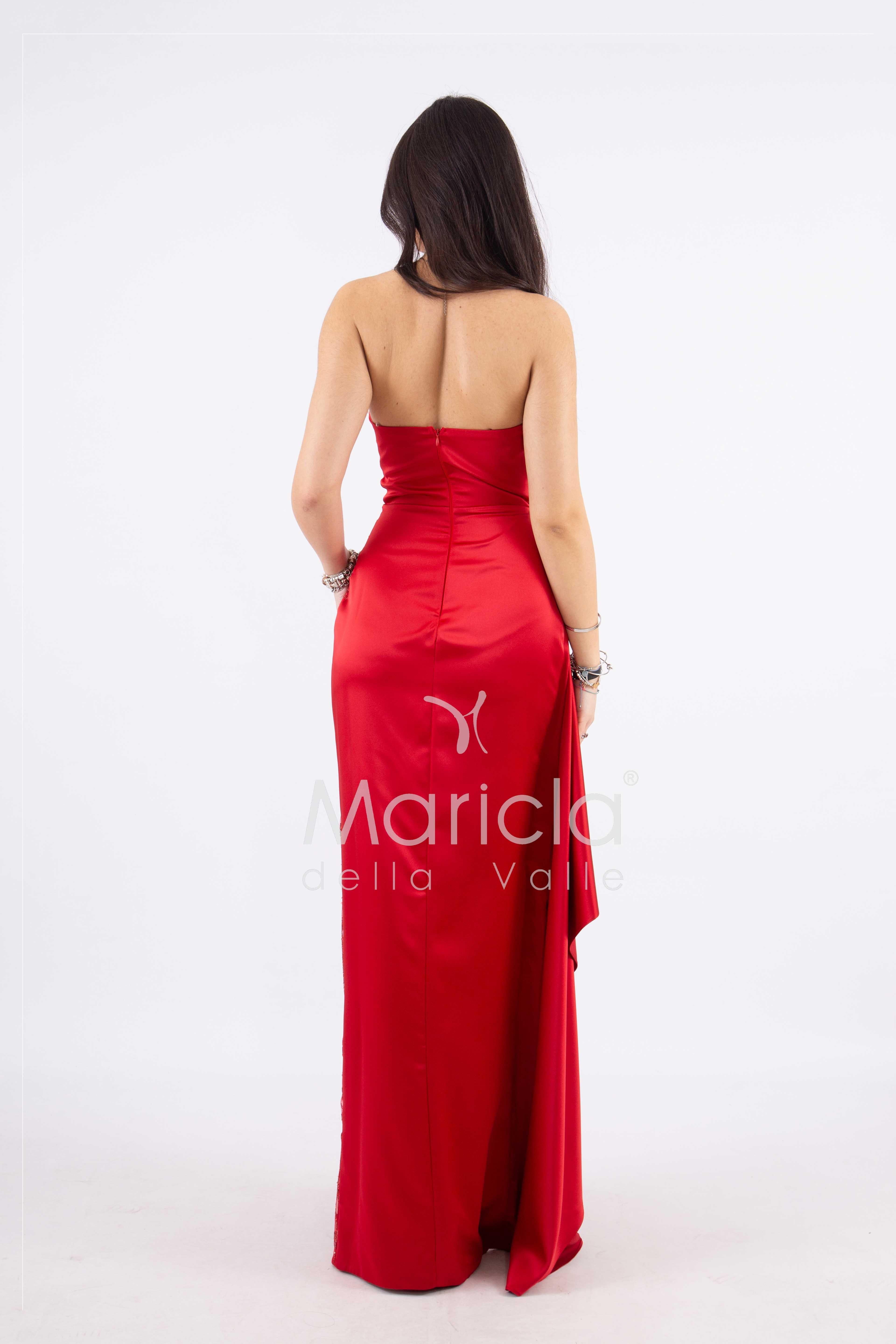 abito lungo paiette cuore HC7459 ROSSO MARICLA ELEGANCE 