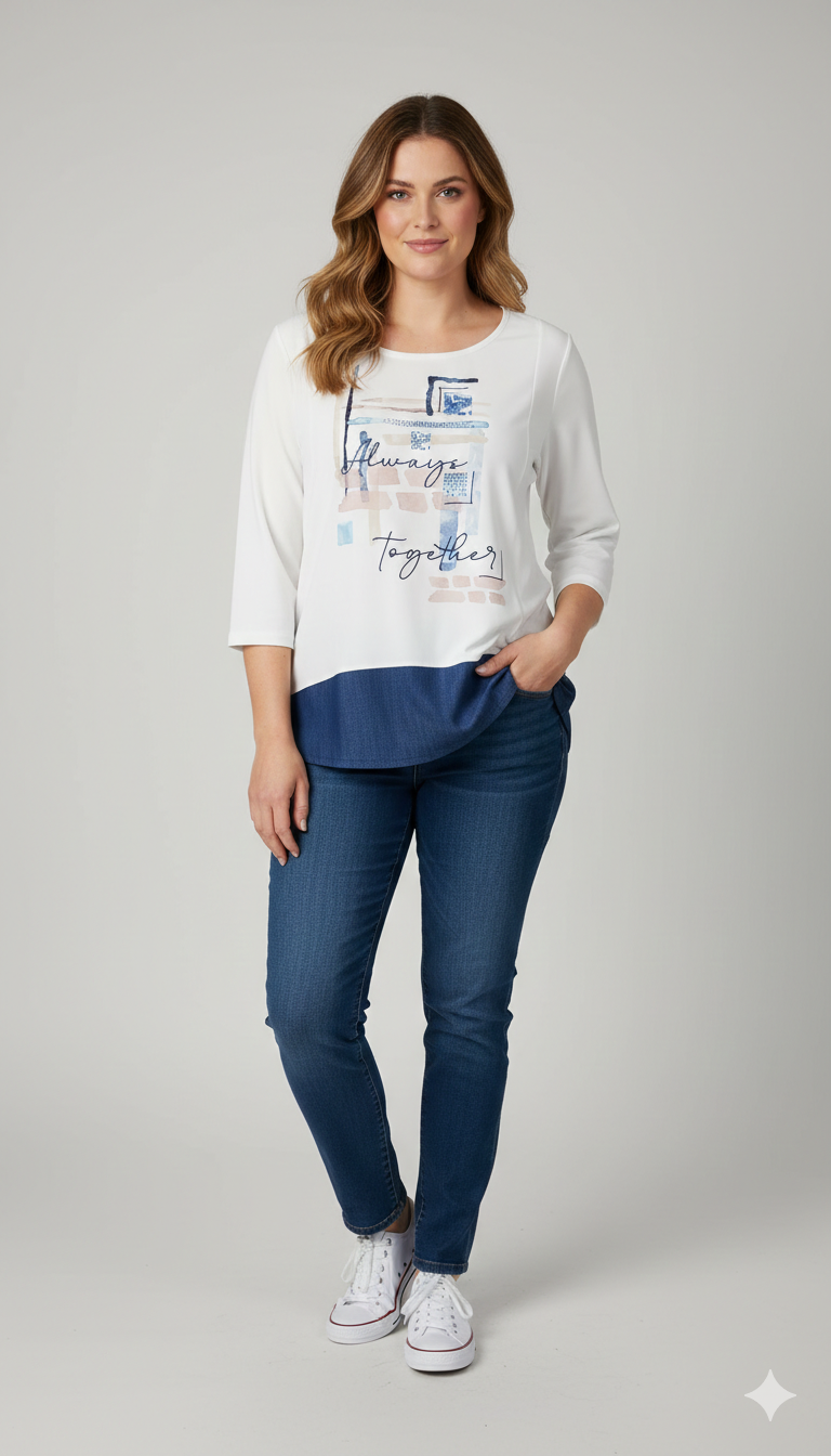 maglia stampa together GR2030 BIANCO MARICLA 