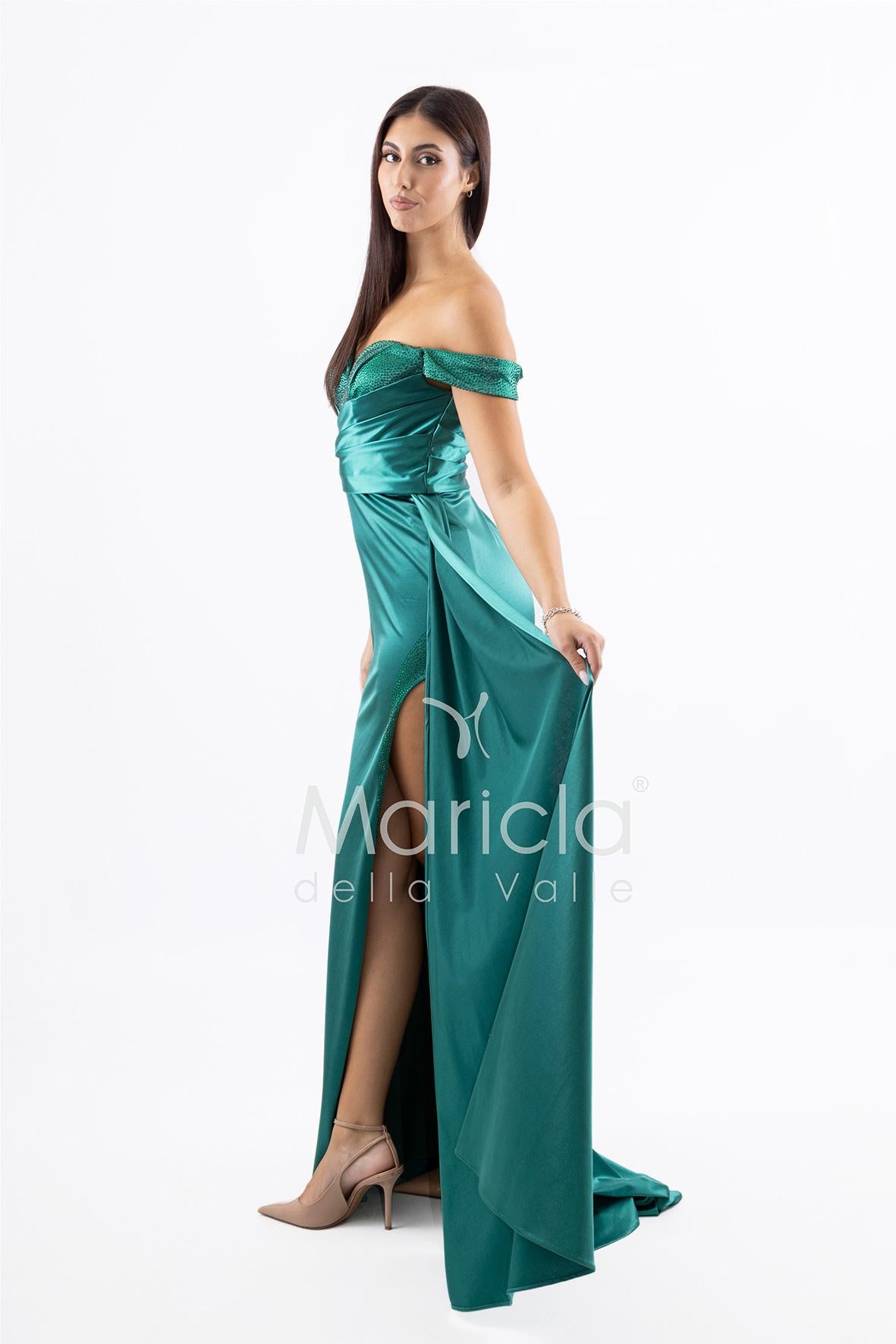 Abito lungo scollo omerale JC35274 VERDE MARICLA ELEGANCE 