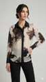 Camicia in Chiffon Semitrasparente - Motivo Floreale Artistico