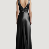 abito lungo con scollo sceso e spalla larga HC9682 NERO MARICLA ELEGANCE 