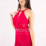 tuta con cinturino strass SH610 MAGENTA SHARON 