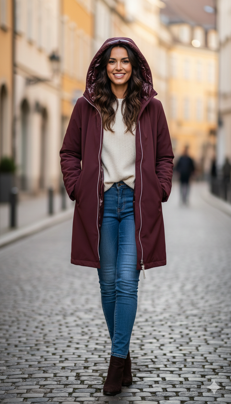 giaccone spalmato con gilet trapunta LIN3403 AMARONE LINDAS 