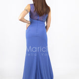 abito con ricamo laterale seno INV2320 INDACO MARICLA ELEGANCE 