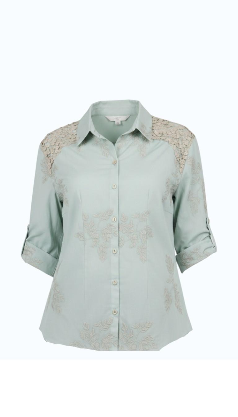 Camicia Ricami Floreali e Inserti in Pizzo DALIA MENTA MARICLA 