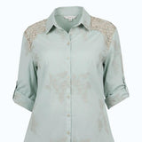 Camicia Ricami Floreali e Inserti in Pizzo DALIA MENTA MARICLA 