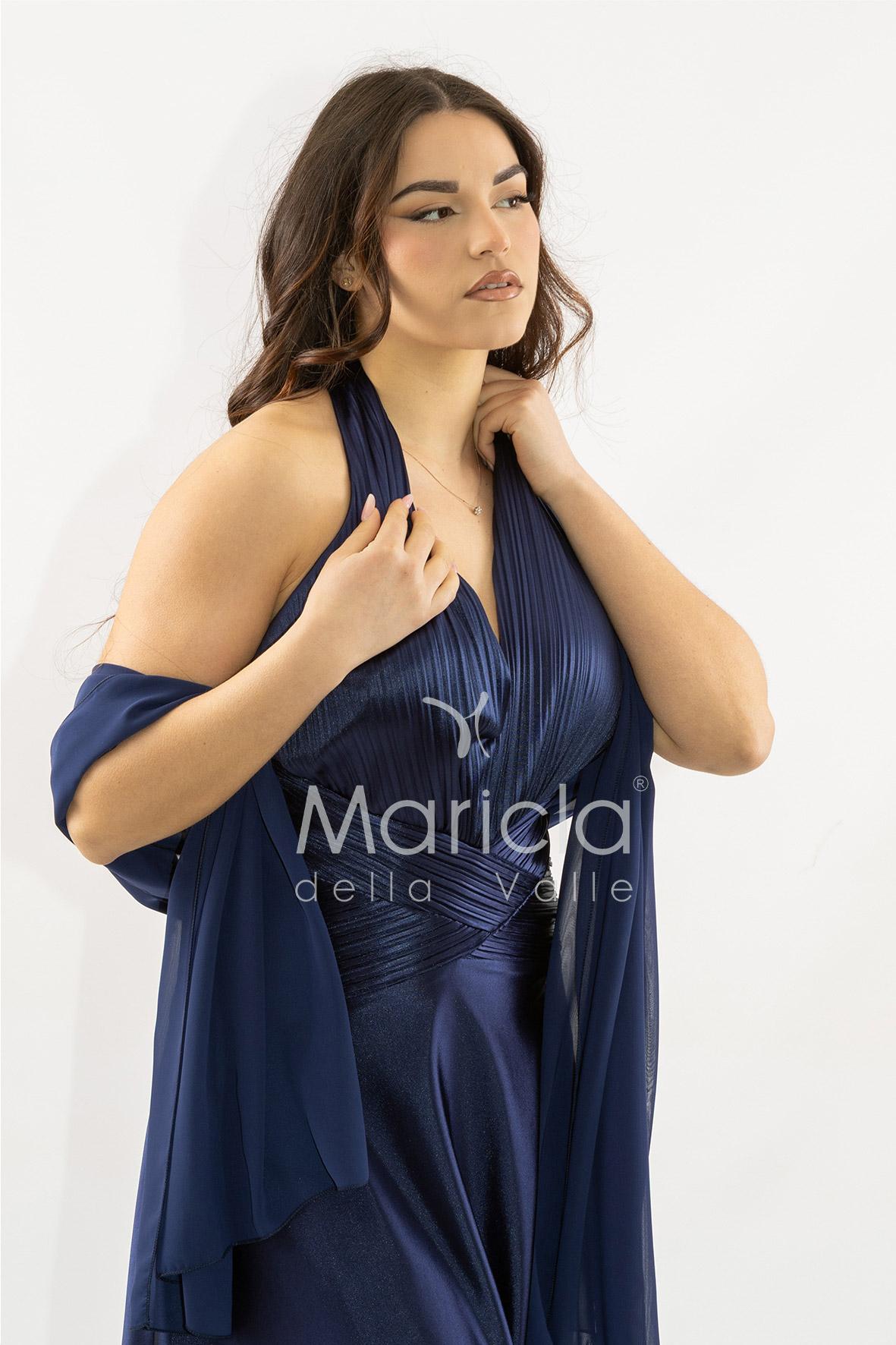 abito lungo incrocio plisse JC35267 BLU MARICLA ELEGANCE 