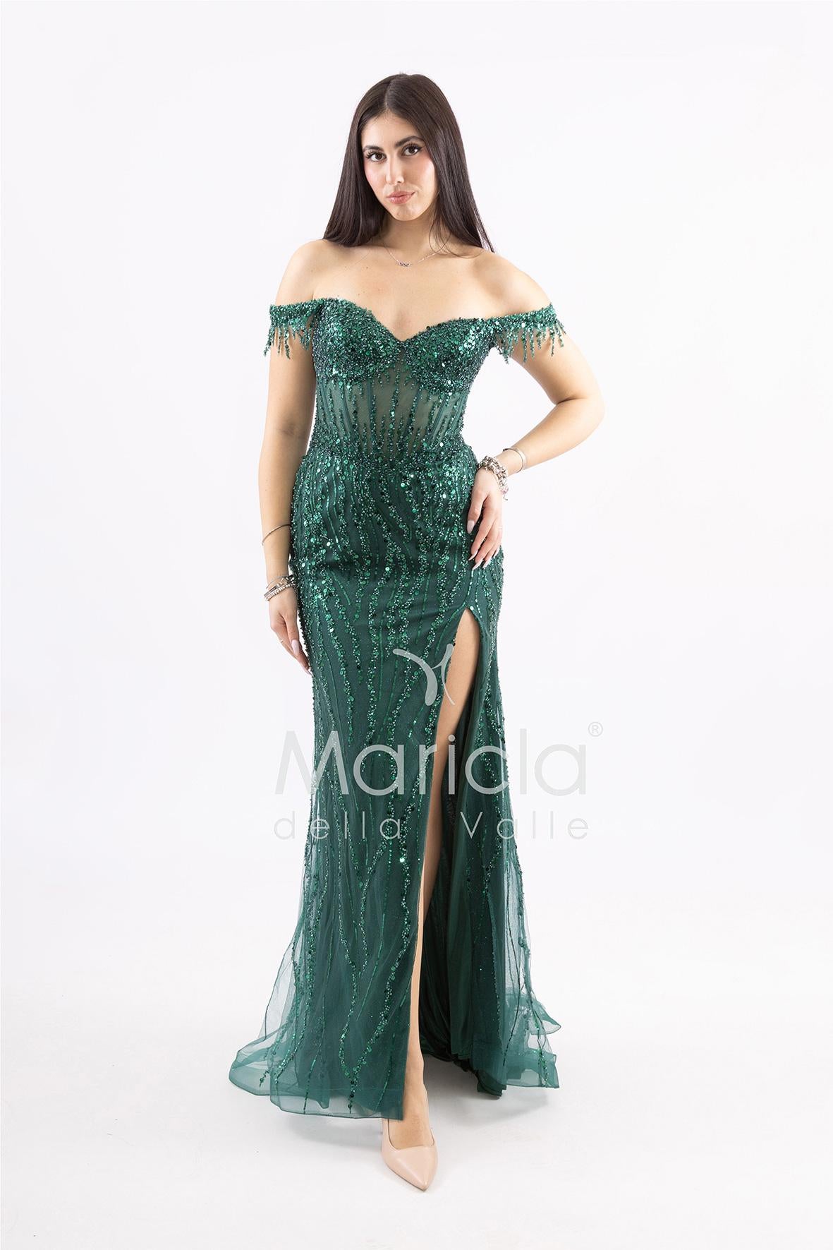 Abito a sirena scollo omerale FP881007 VERDE MARICLA ELEGANCE 