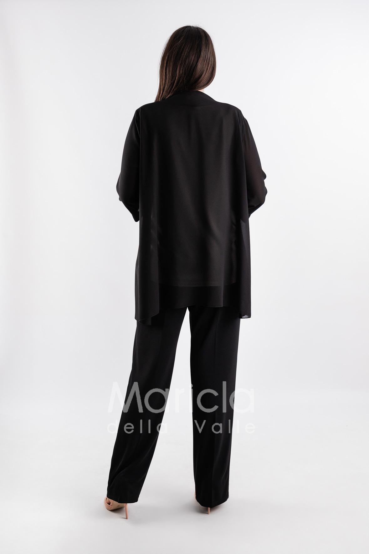 completo 3pz con giacca ricamata PF2190TP NERO PAOLA FORTI 