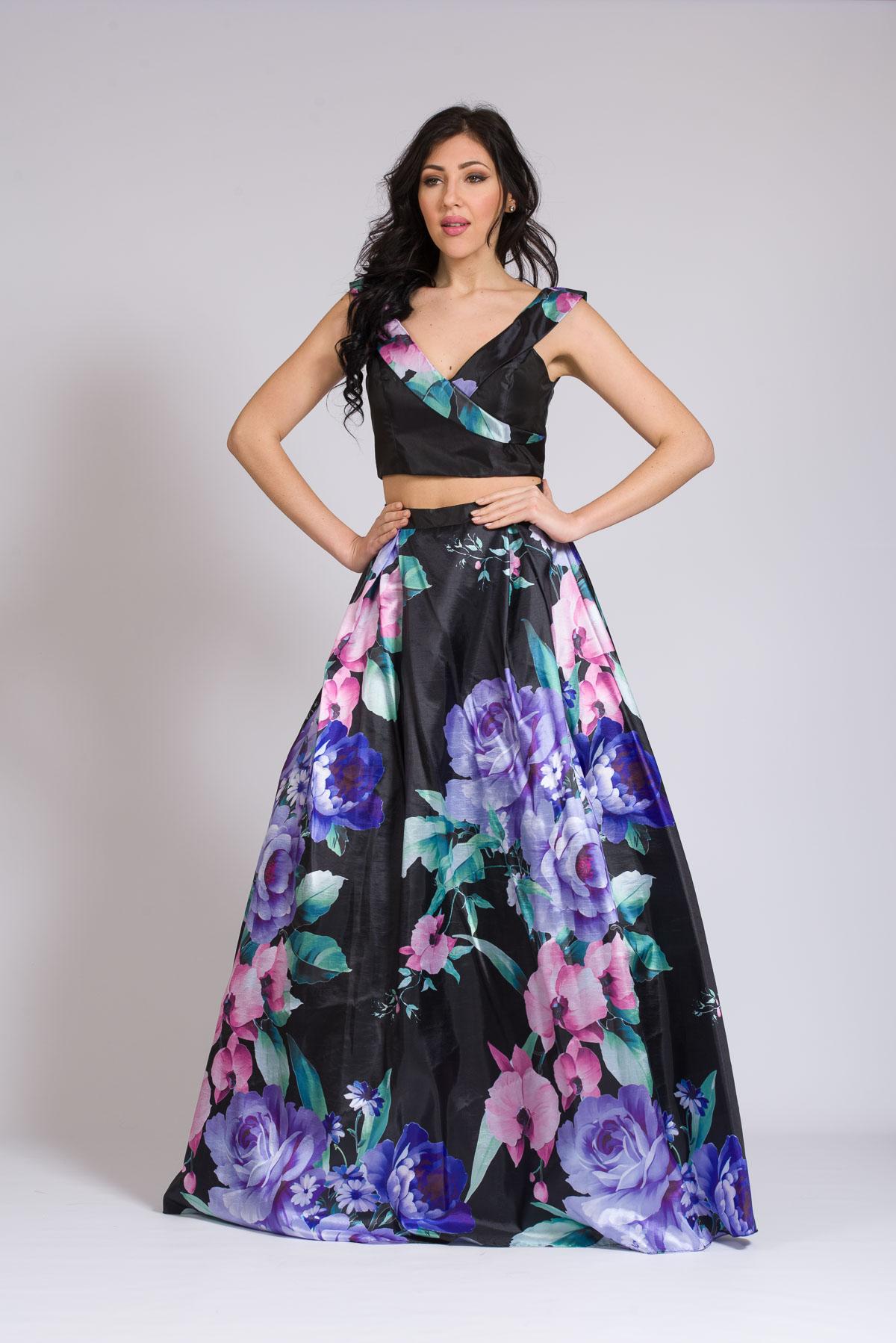 Gonnellone floreale con corpetto JC33656 NERO MARICLA ELEGANCE 