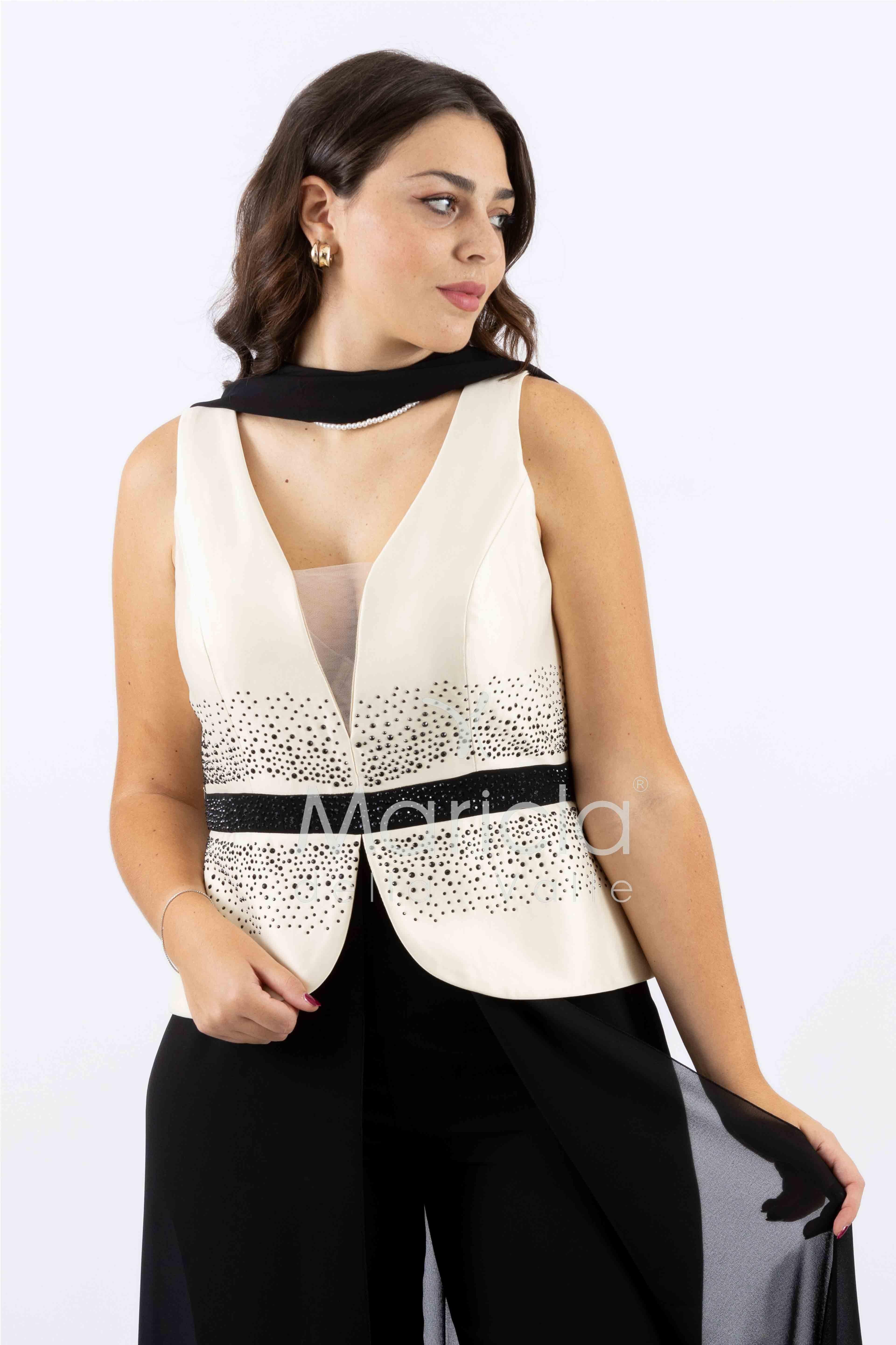 tuta con baschina e strass SH611 NERO SHARON 