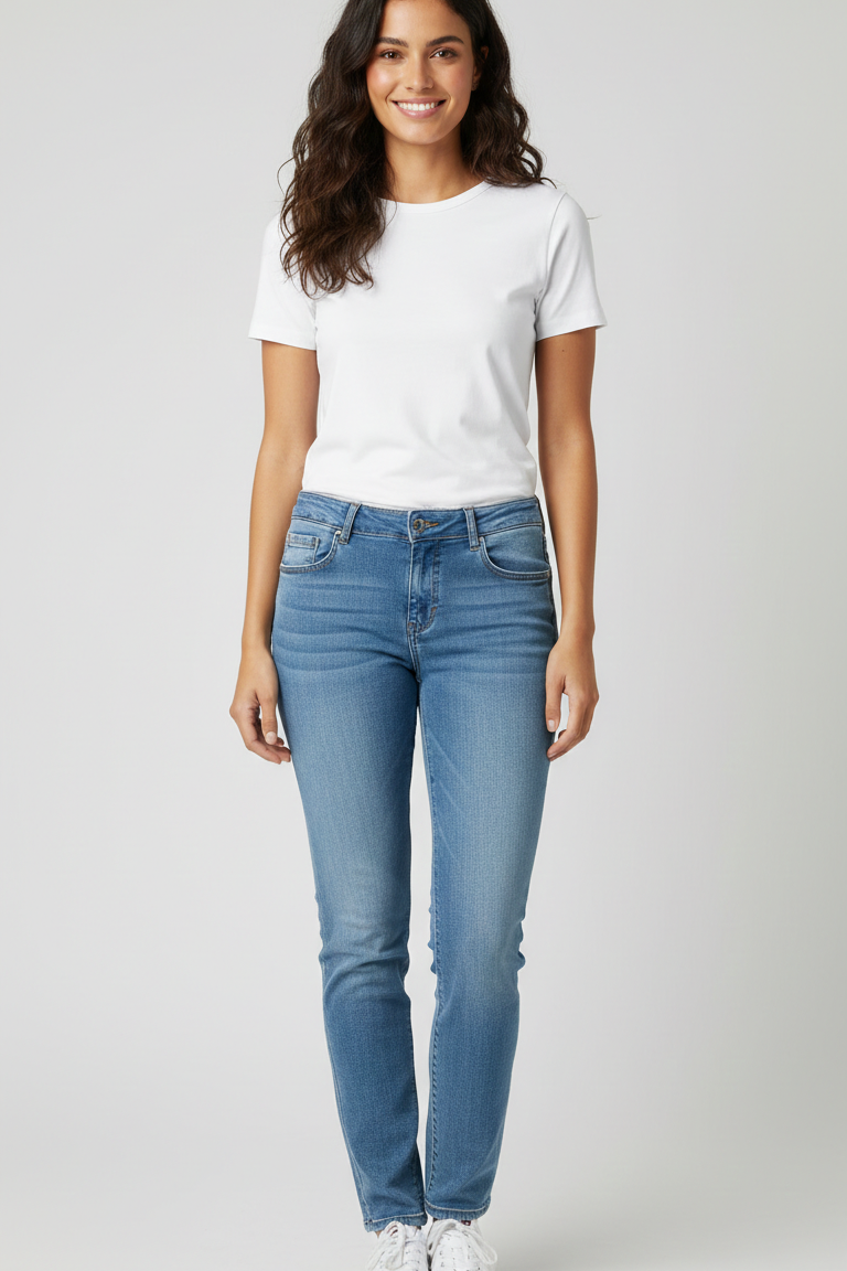 Pantalone jeans stretto con strass tasca GH5586 DENIM MARICLA 