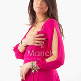 abito con manica lunga aperta SP240067 FUCSIA SONIA PENA 
