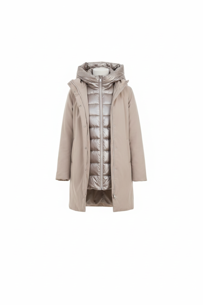 giaccone spalmato con trapunta LIN3407 PANNA LINDAS 