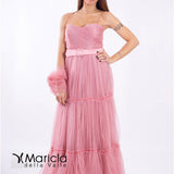 lungo toulle c/cintura AR3095 ROSA MARICLA ELEGANCE 