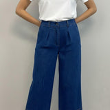 Pantalone palazzo jogger LIN402 BLU MARICLA 