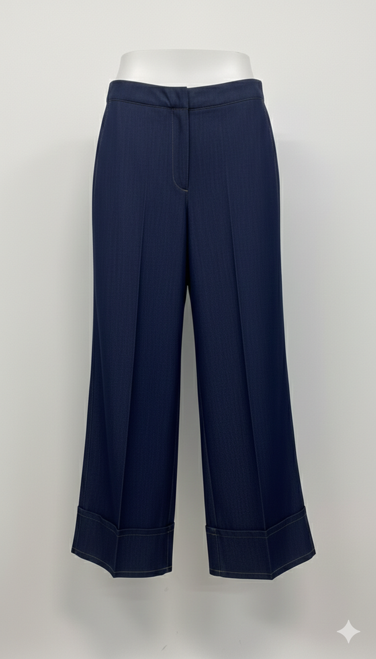 Pantalone Wide-Leg a Caduta Fluida ROMI5439 BLU MARICLA 