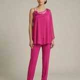 pantalone con casacca monospalla LH312CP FUCSIA LUDOVICA HASSLER 