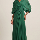 abito con plissè scollo CAR58574 VERDE MARICLA ELEGANCE 