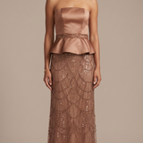Abito con baschina e paillettes FI11187 VISONE MARICLA ELEGANCE 