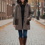 Giaccone piumino fantasia con cappuccio<BR/> LOREDANA MORO MARICLA 