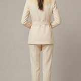 tailleur con piume bavero EC04609 BURRO MARICLA 