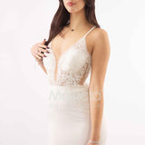 abito sirena corpetto ricamato ANT20412XJ BIANCO ANTILLE ELEGANCE 