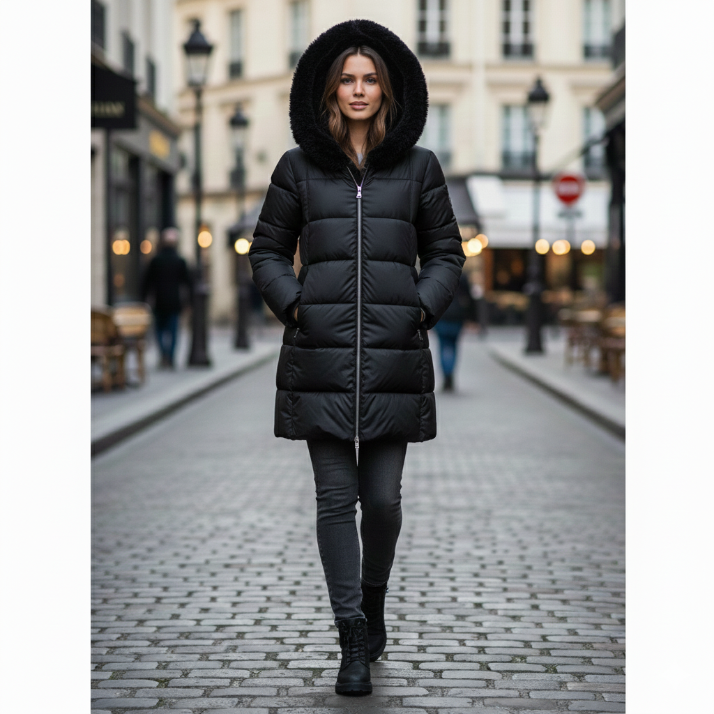 giaccone lungo collo lana GIORGIA NERO MARICLA 