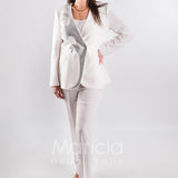 tailleur ricamo strass SH401 BIANCO SHARON 