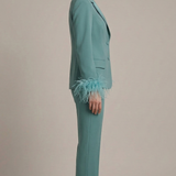 tailleur con collo raso e piume NC1426 MENTA MARICLA ELEGANCE 