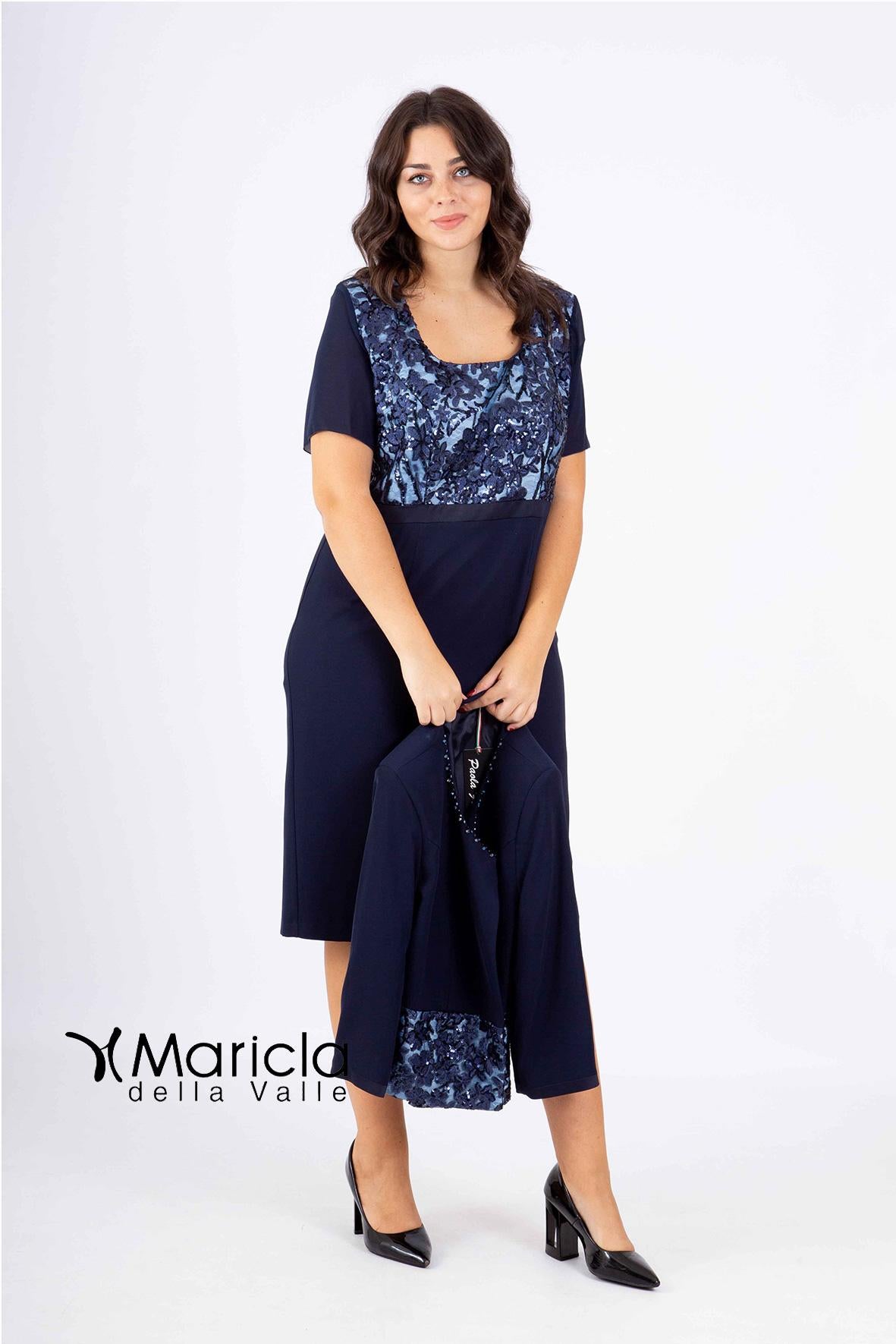 tubino ric.+bolero PF4110 BLU PAOLA FORTI 