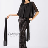 Tuta con pantalone paillettes LDR7 NERO LES DEMOISELLES 