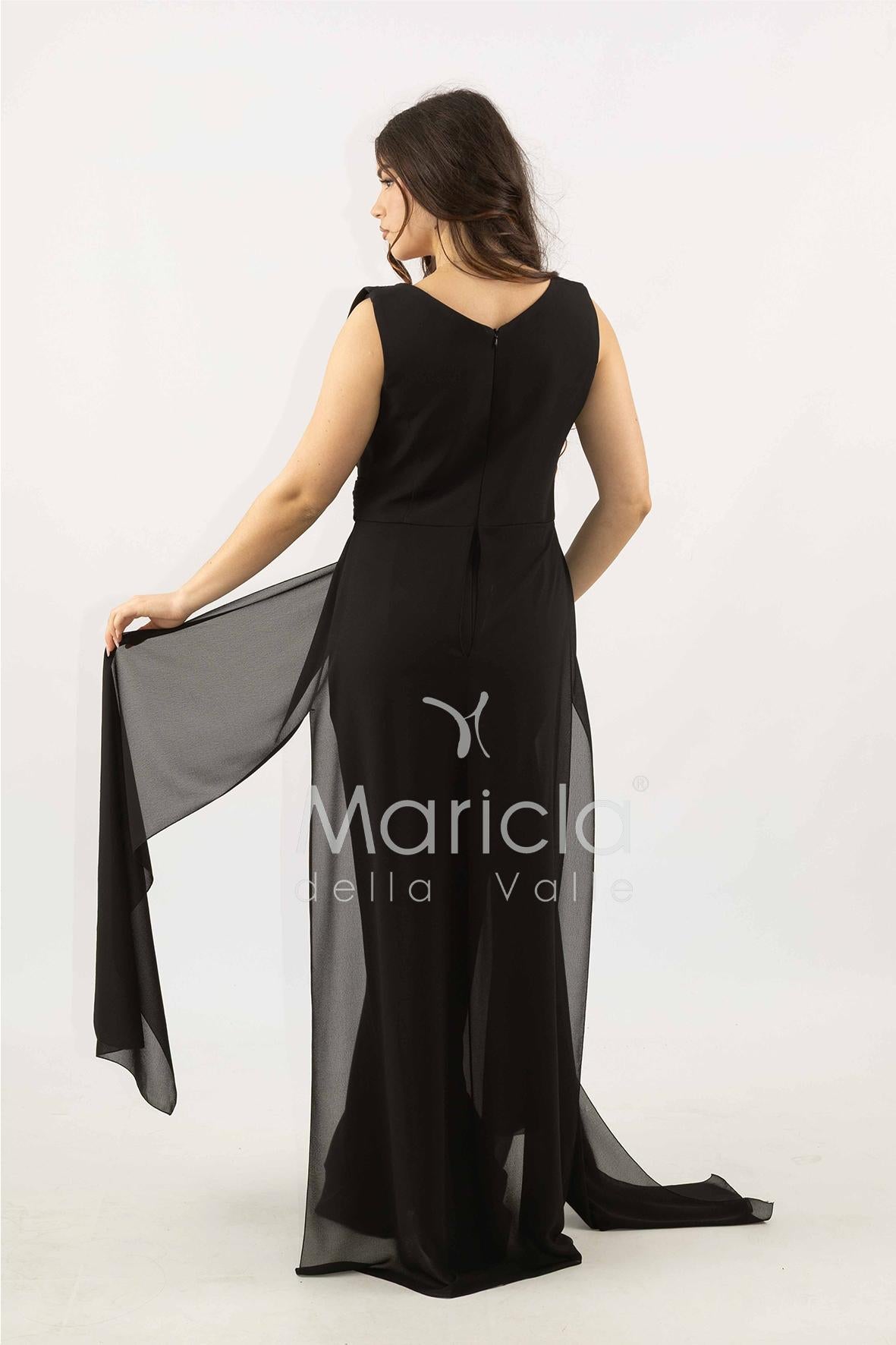 tuta con scollo paiette SH910TU NERO SHARON 