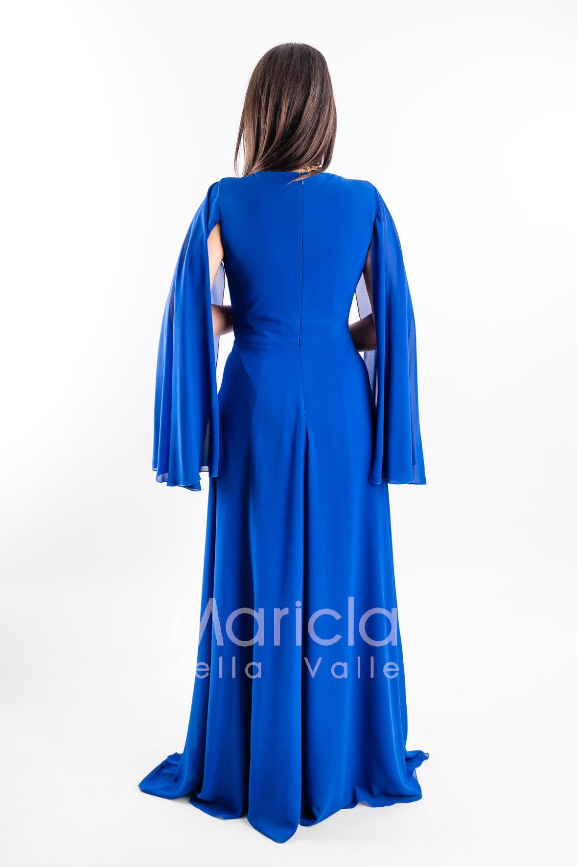 abito lungo con strass e manica aperta PF314 ROYAL PAOLA FORTI 