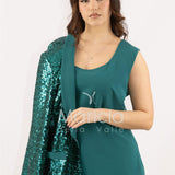 Completo in paiette tailleur  3 pezzi JC35273 VERDE MARICLA ELEGANCE 