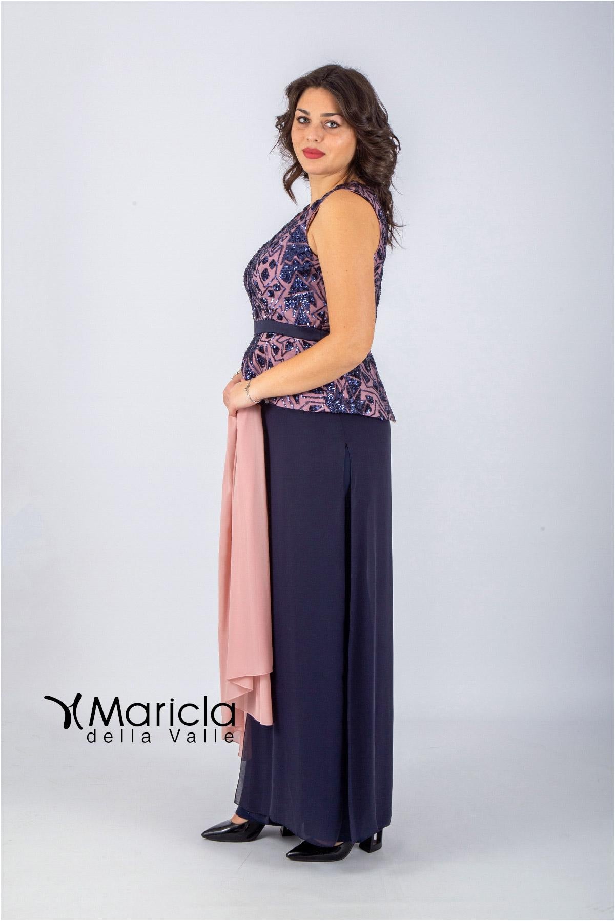 con baschina paiette PF101/22 BLU PAOLA FORTI 