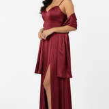 Abito con spacco e scollo a cuore JC35424 CILIEGIA MARICLA ELEGANCE 