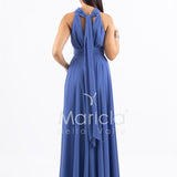Abito lungo in chiffon con scollo americano FI7518 INDACO MARICLA ELEGANCE 
