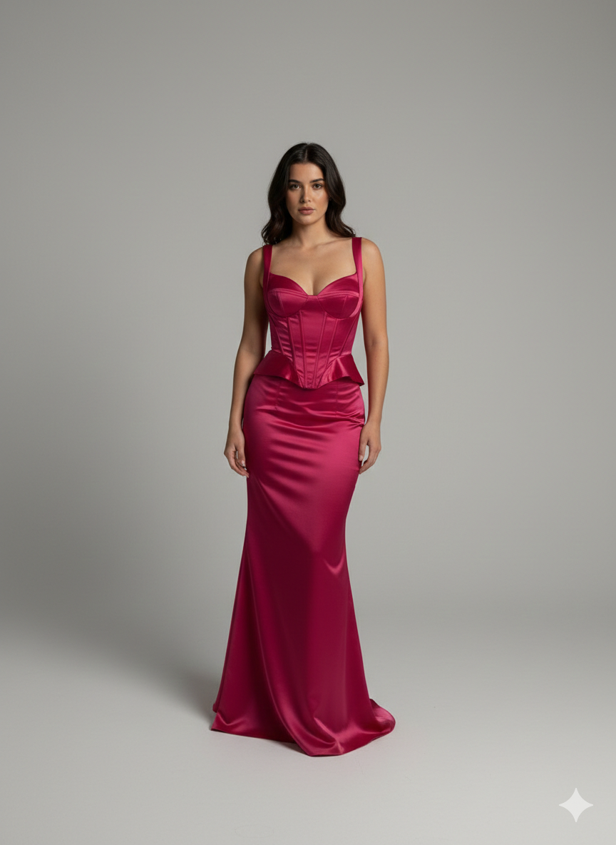 Abito a sirena con corpetto JC35420 FUCSIA MARICLA ELEGANCE 