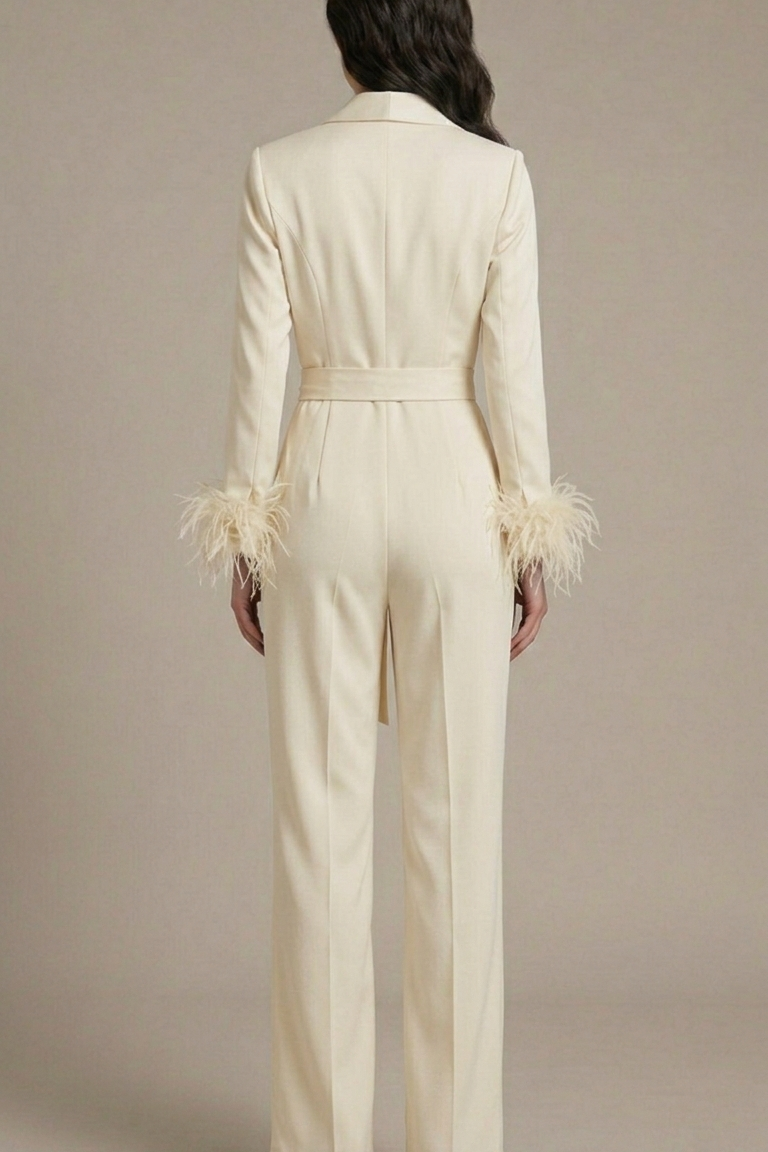 tuta smoking con piume manica AD11033 BURRO MARICLA 